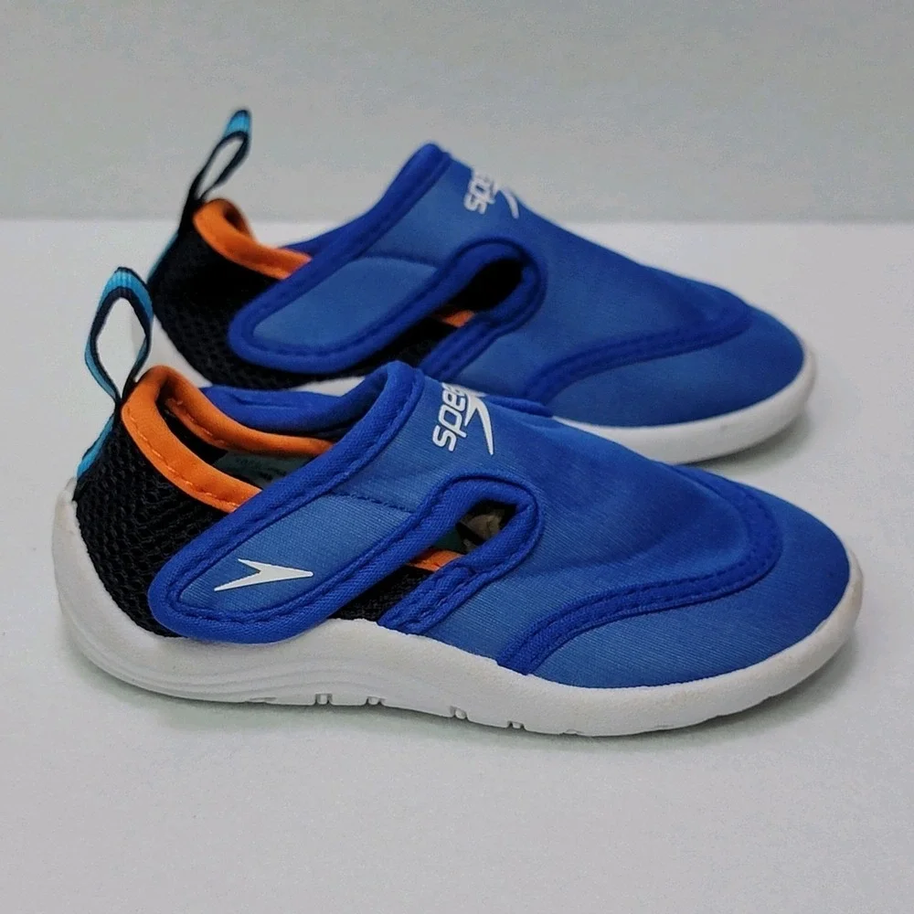 Speedo Kids Water Shoes Size Small 5/6 Blue Toddler Swim Pool Beach Shoes EUC